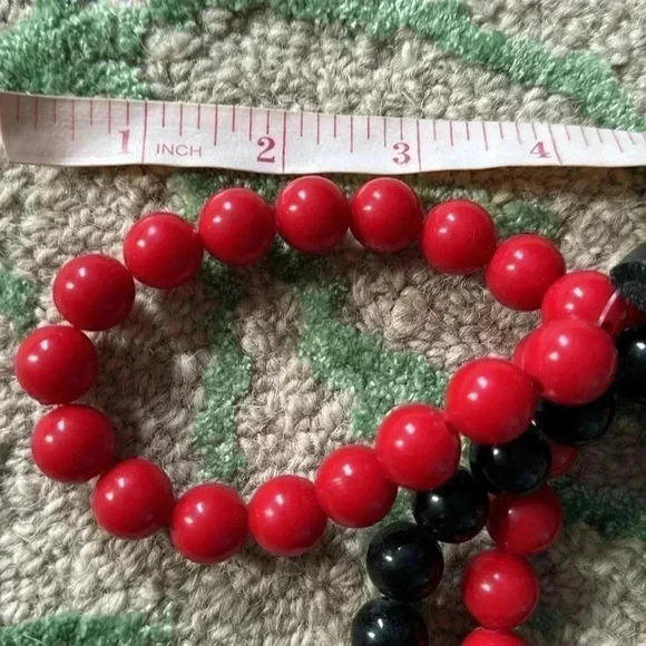 Torrid three bracelet set to red one black plastic beads - Picture 3 of 3